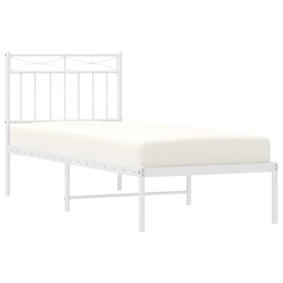 Cadre de lit métal sans matelas avec tête de lit blanc 80x200cm - 3