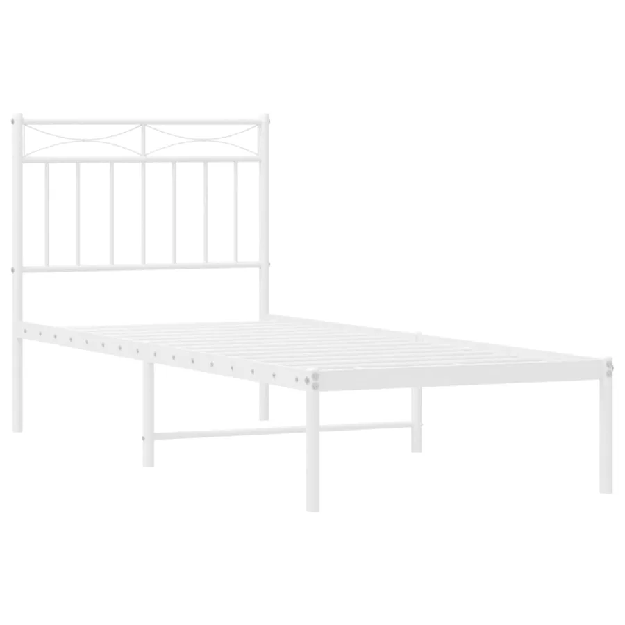 Cadre de lit métal sans matelas avec tête de lit blanc 80x200cm - 4