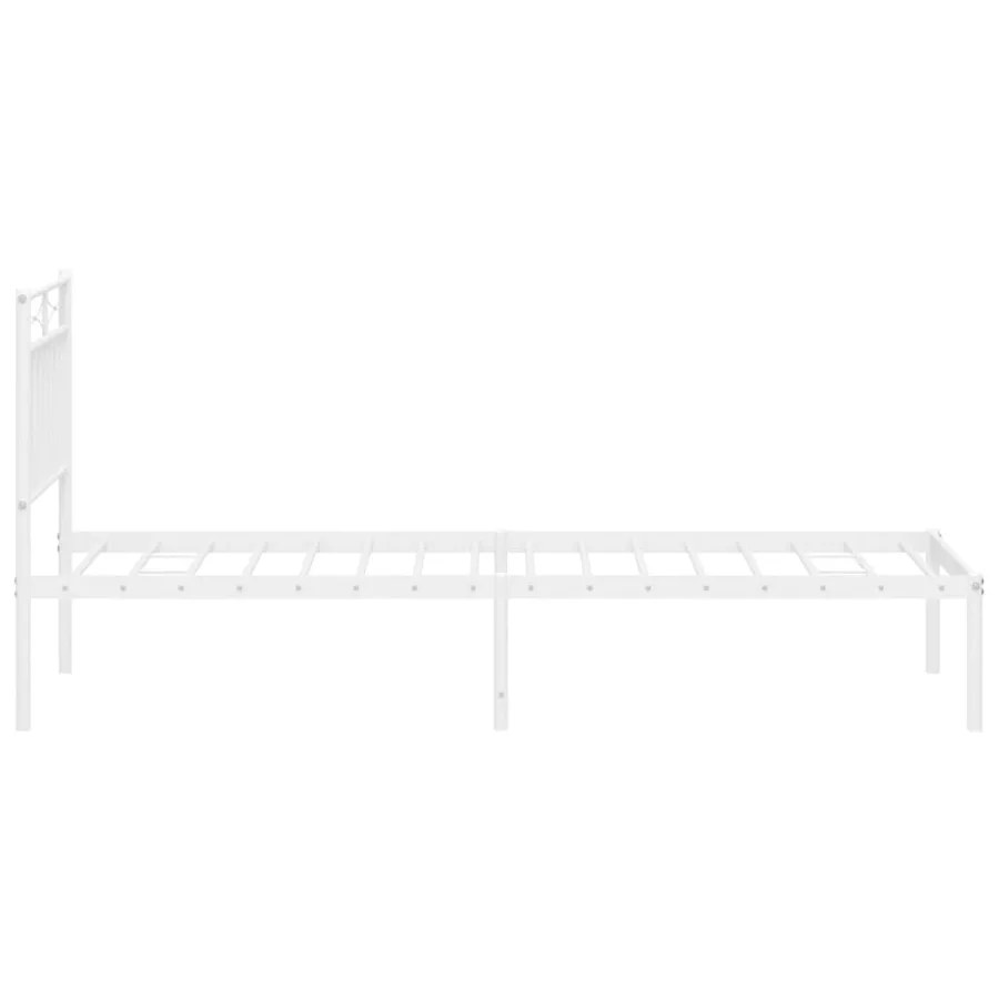 Cadre de lit métal sans matelas avec tête de lit blanc 80x200cm - 6