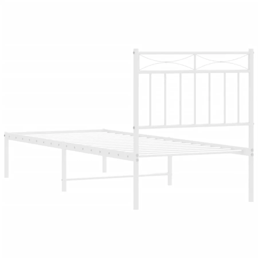 Cadre de lit métal sans matelas avec tête de lit blanc 80x200cm - 7