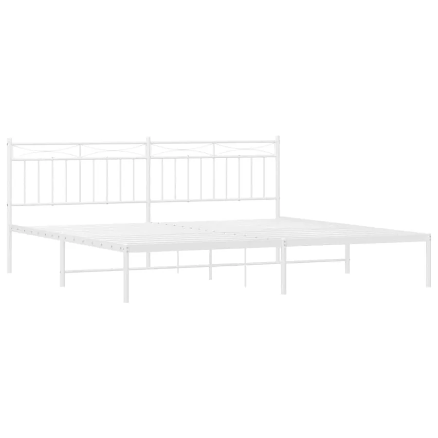 Cadre de lit métal sans matelas et tête de lit blanc 193x203 cm - 5