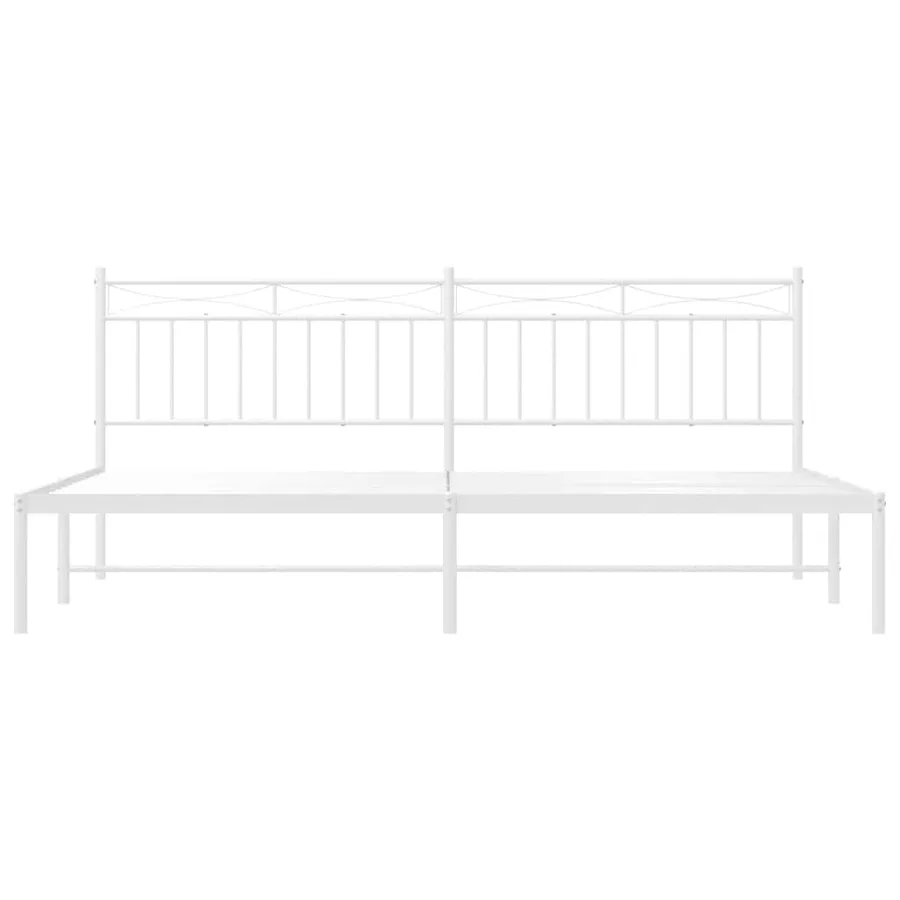 Cadre de lit métal sans matelas et tête de lit blanc 193x203 cm - 6