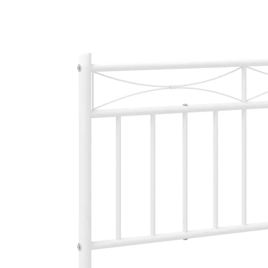 Cadre de lit métal sans matelas et tête de lit blanc 193x203 cm - 9