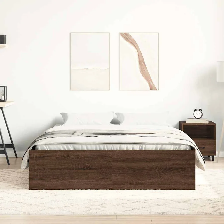 Cadre de lit sans matelas chêne marron 120x190 cm - 3
