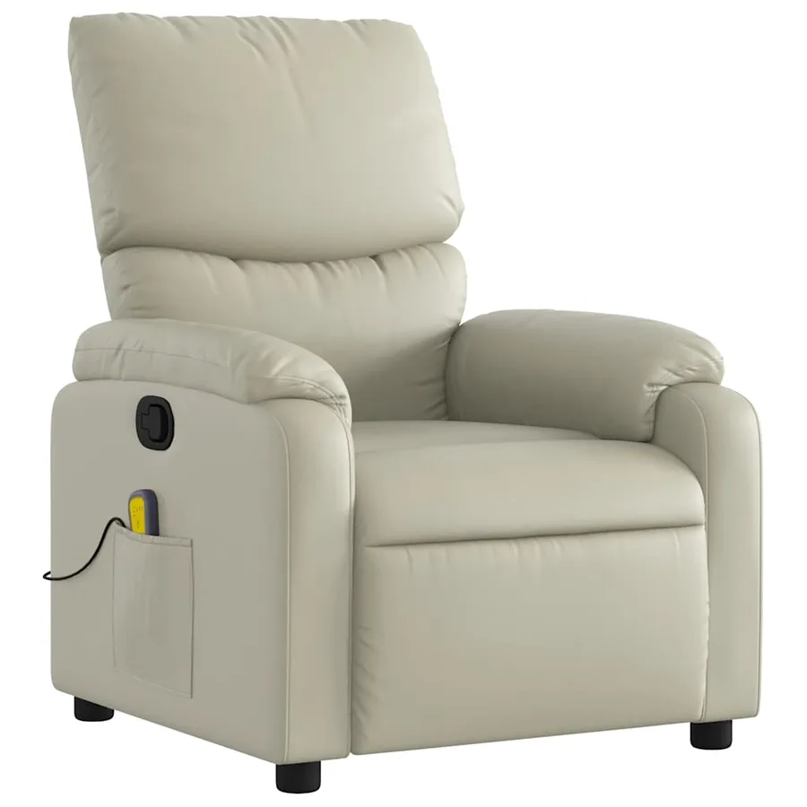 Fauteuil de massage inclinable crème similicuir - 3