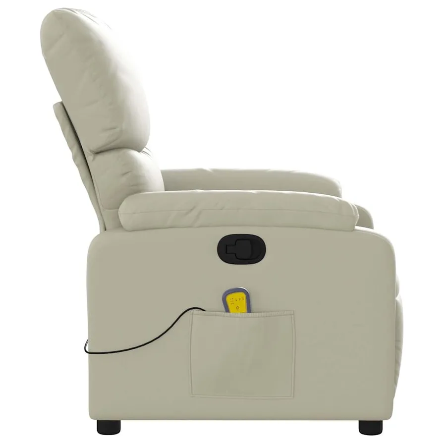 Fauteuil de massage inclinable crème similicuir - 8