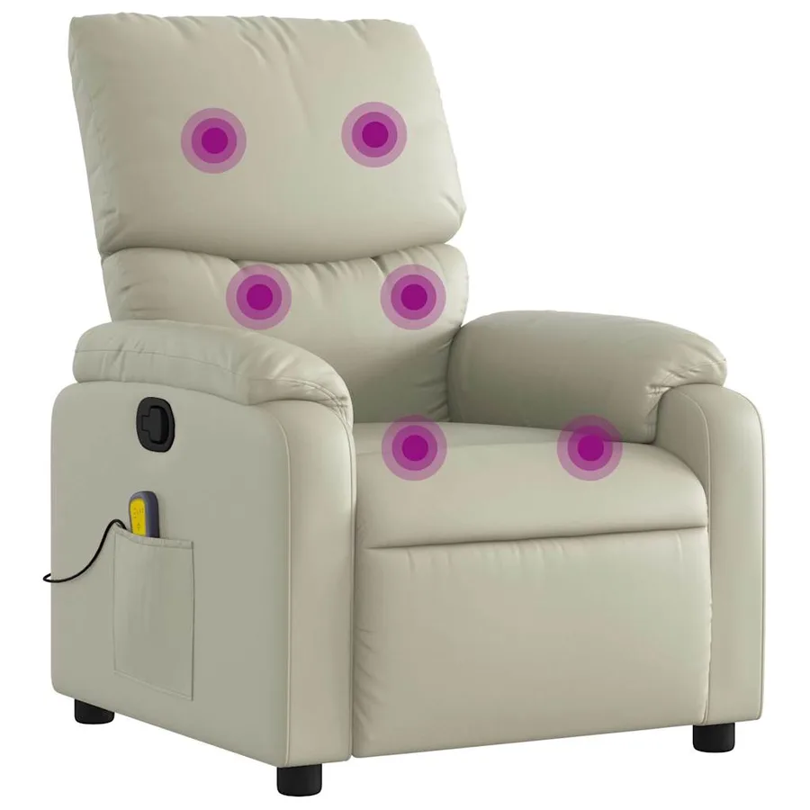 Fauteuil inclinable de massage Crème Similicuir - 2