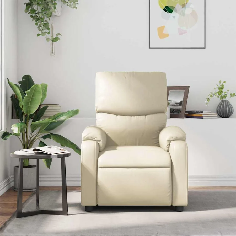 Fauteuil inclinable de massage Crème Similicuir - 3