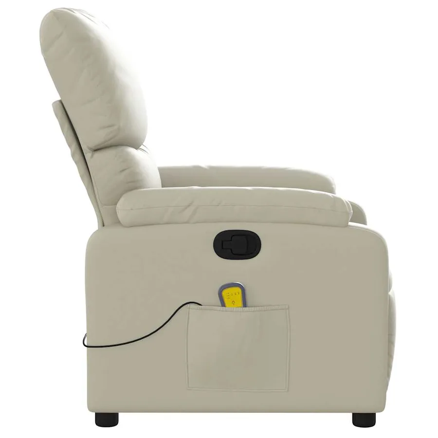 Fauteuil inclinable de massage Crème Similicuir - 6