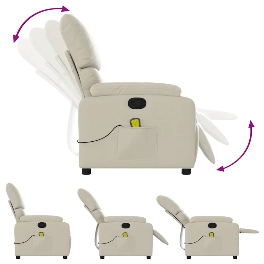 Fauteuil inclinable de massage Crème Similicuir - 8