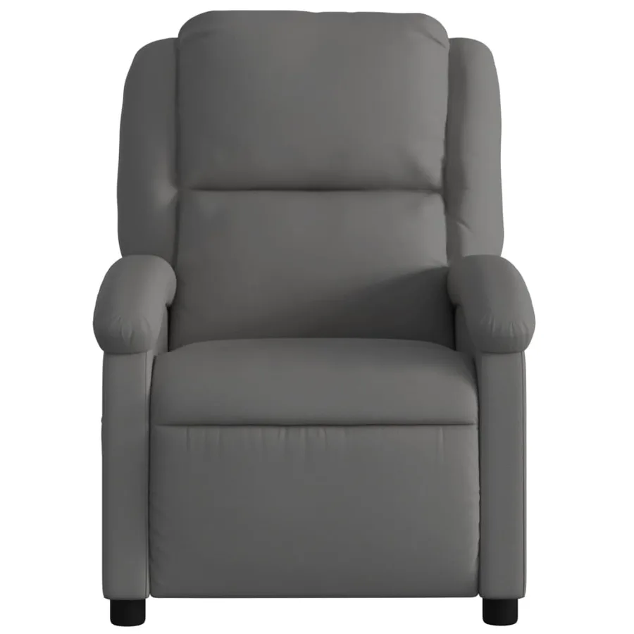 Fauteuil inclinable en cuir véritable gris - 6