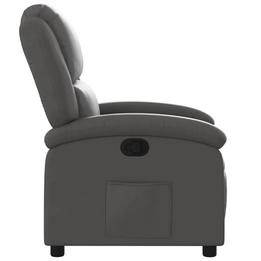 Fauteuil inclinable en cuir véritable gris - 7