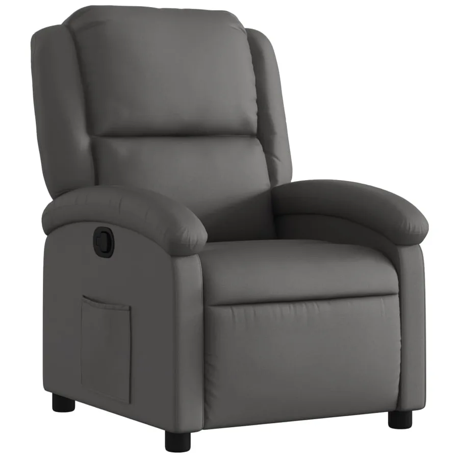 Fauteuil inclinable gris cuir véritable - 2