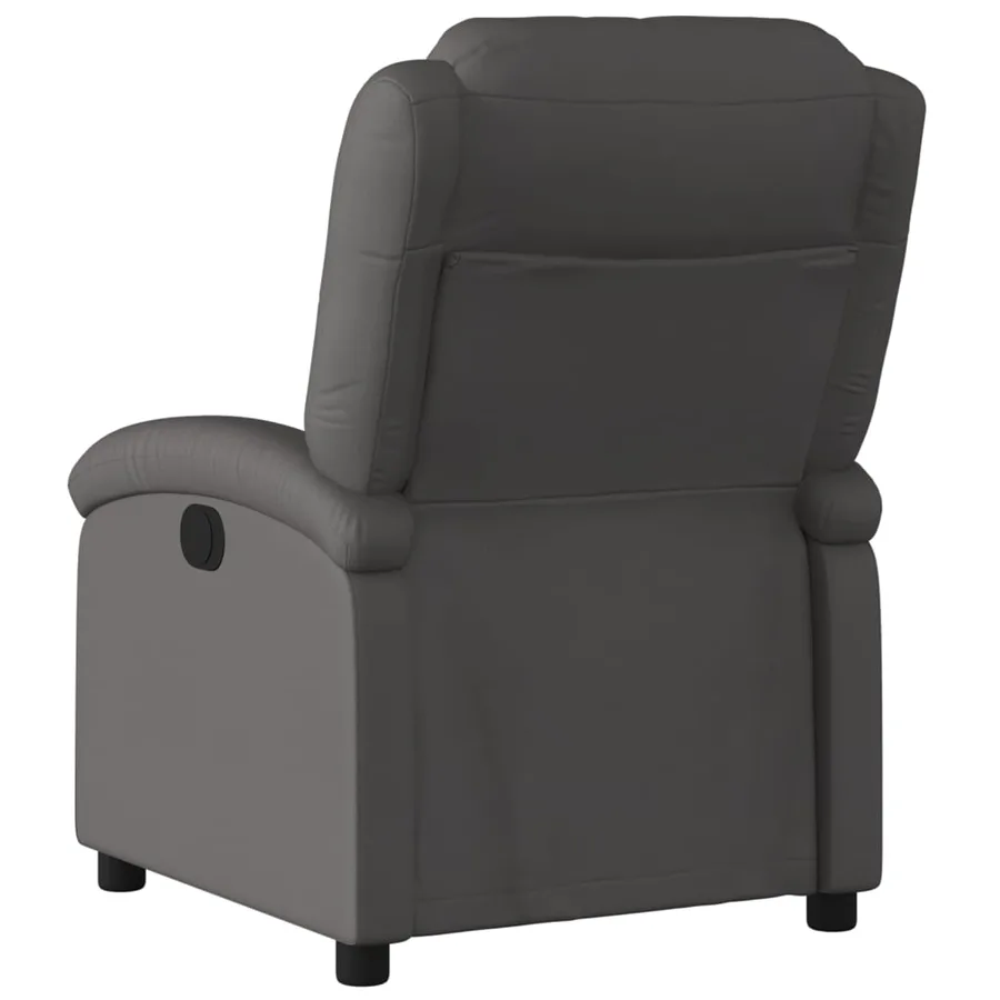 Fauteuil inclinable gris cuir véritable - 3