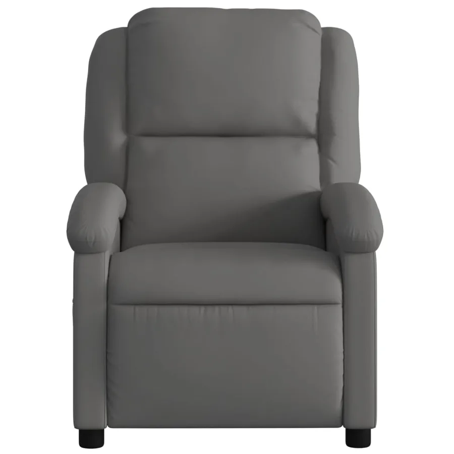 Fauteuil inclinable gris cuir véritable - 6