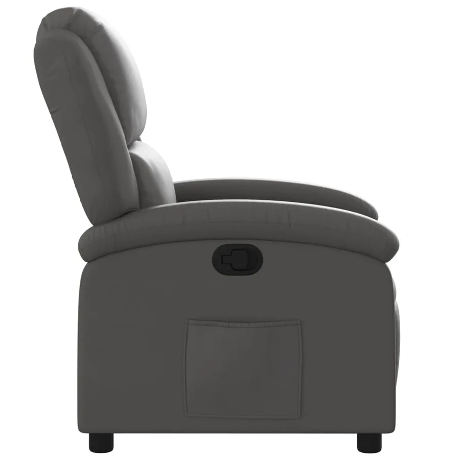 Fauteuil inclinable gris cuir véritable - 7