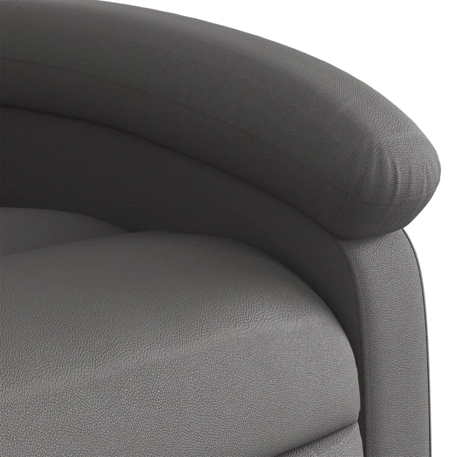 Fauteuil inclinable gris cuir véritable - 8