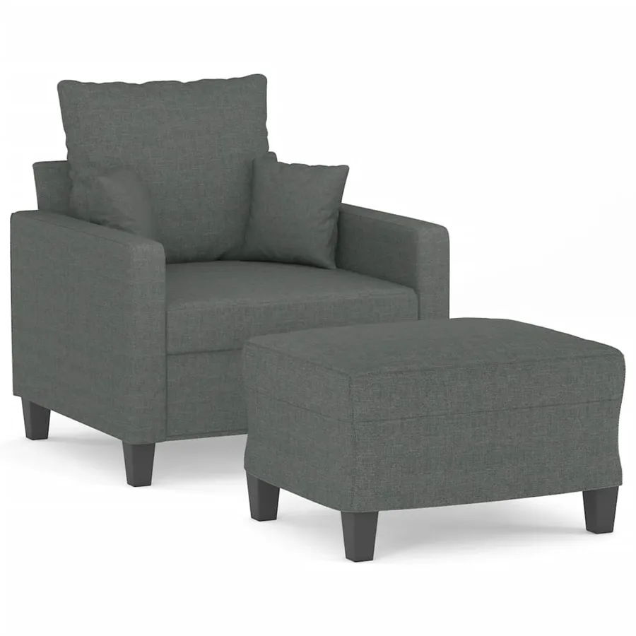 Fauteuil avec repose-pied Gris foncé 60 cm Tissu - 2
