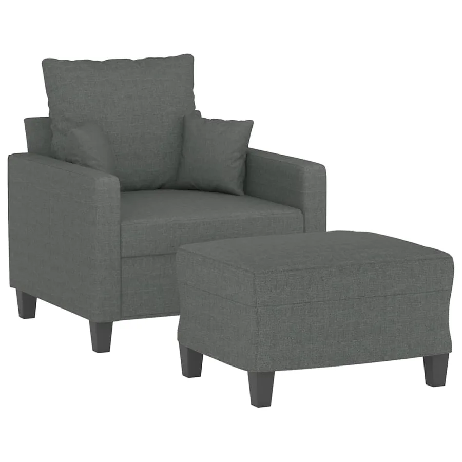 Fauteuil avec repose-pied Gris foncé 60 cm Tissu - 3