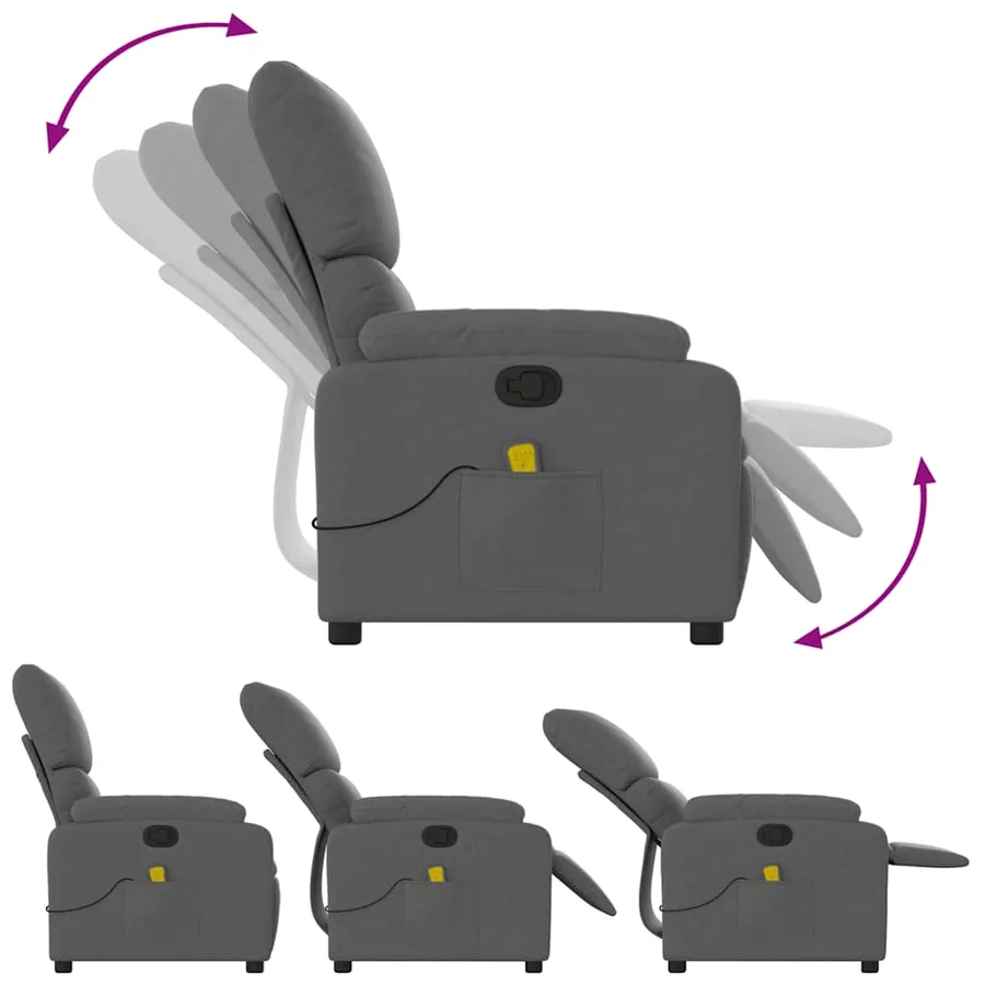Fauteuil de massage inclinable Gris foncé Tissu - 8