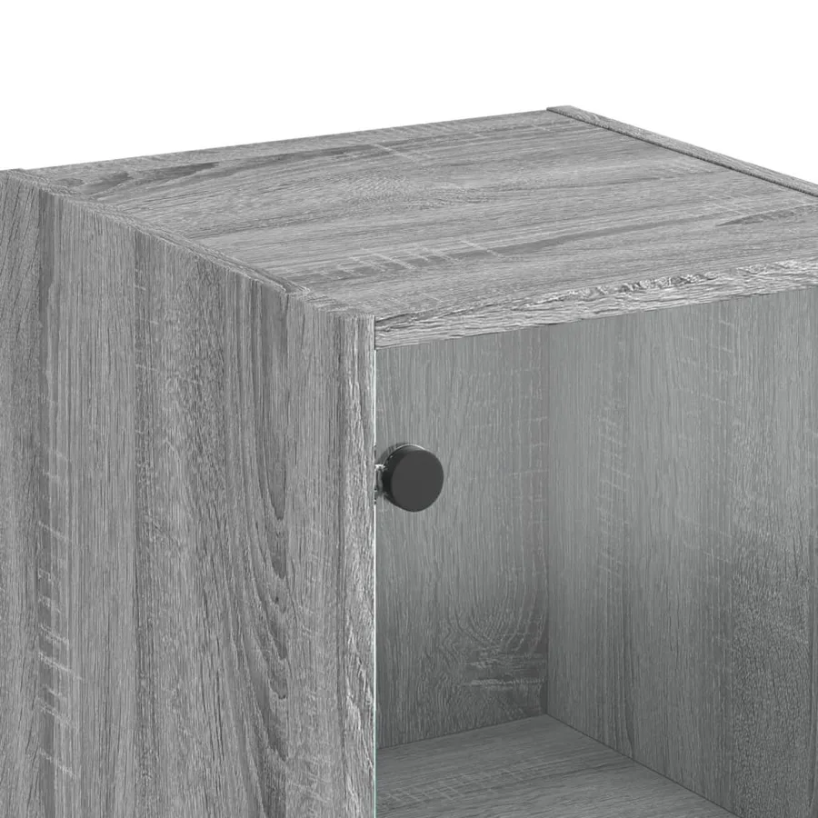 Buffet avec porte en verre sonoma gris 35x37x142 cm - 10