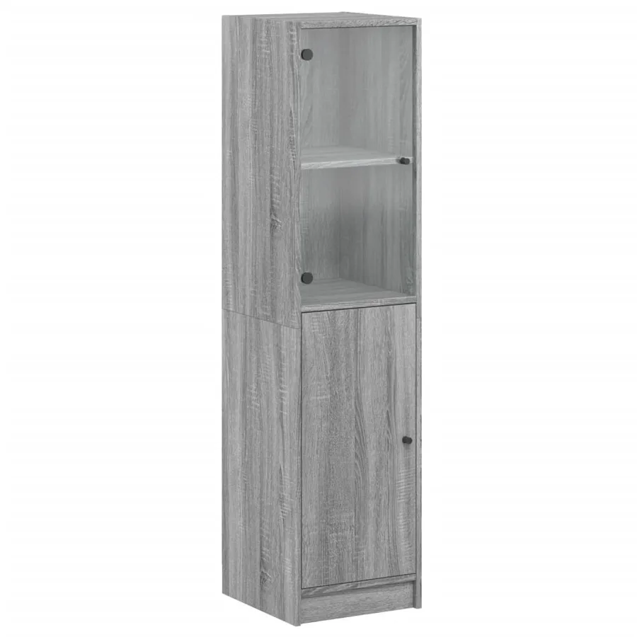 Buffet avec porte en verre sonoma gris 35x37x142 cm - 2