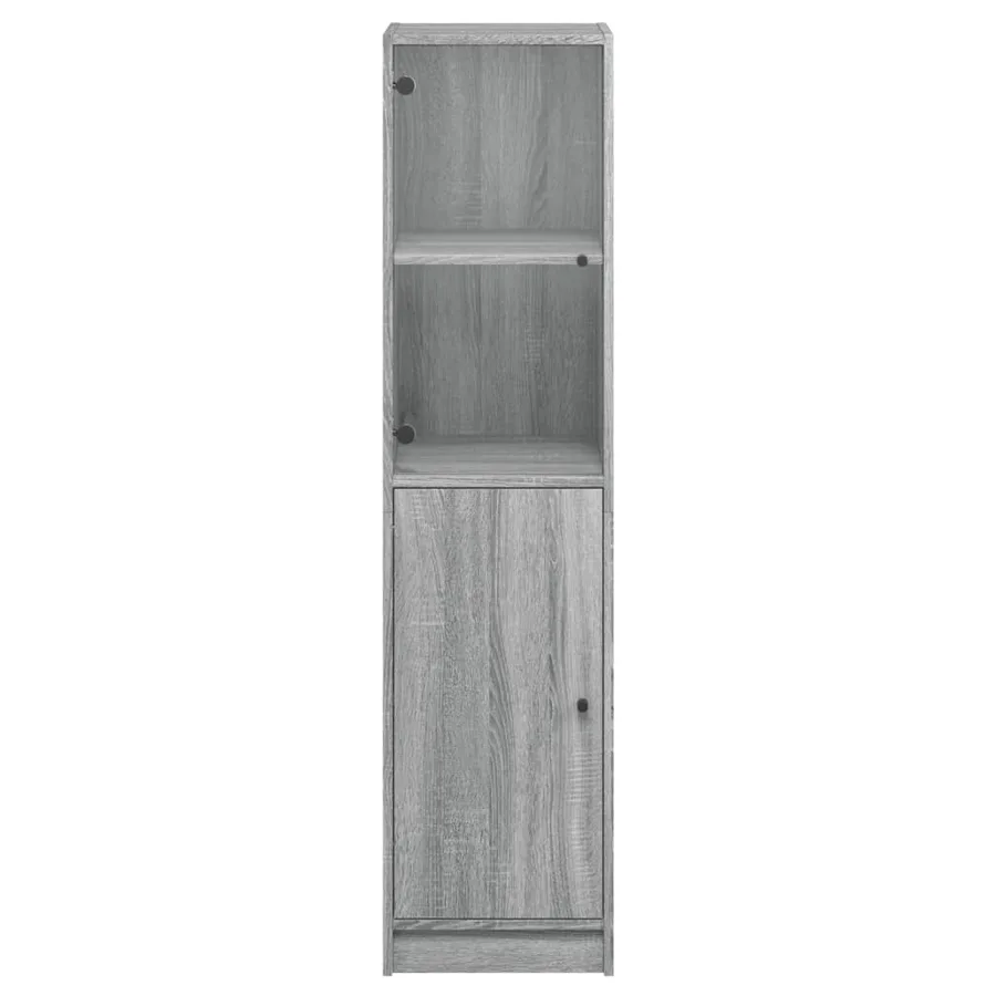 Buffet avec porte en verre sonoma gris 35x37x142 cm - 6