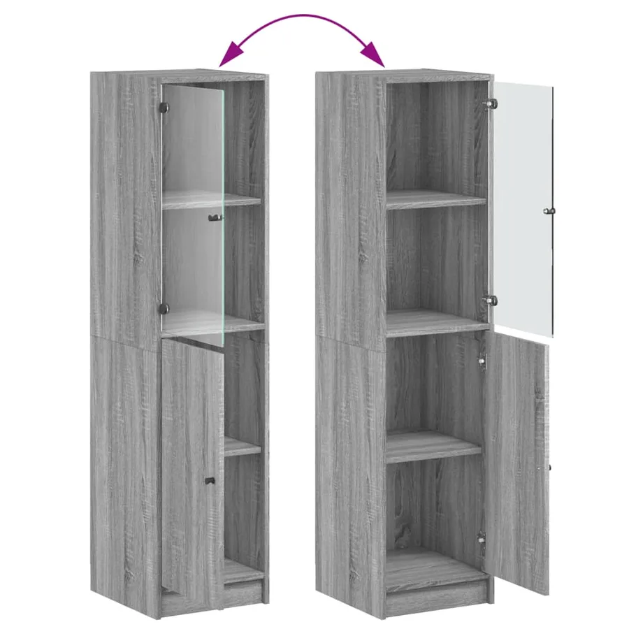 Buffet avec porte en verre sonoma gris 35x37x142 cm - 9