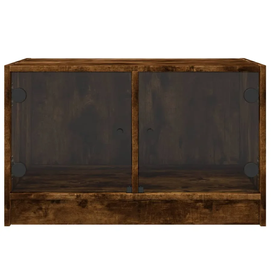 Table basse avec portes en verre chêne fumé 68x50x42 cm - 6