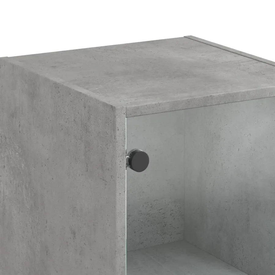 Buffet avec porte en verre gris béton 35x37x142 cm - 10