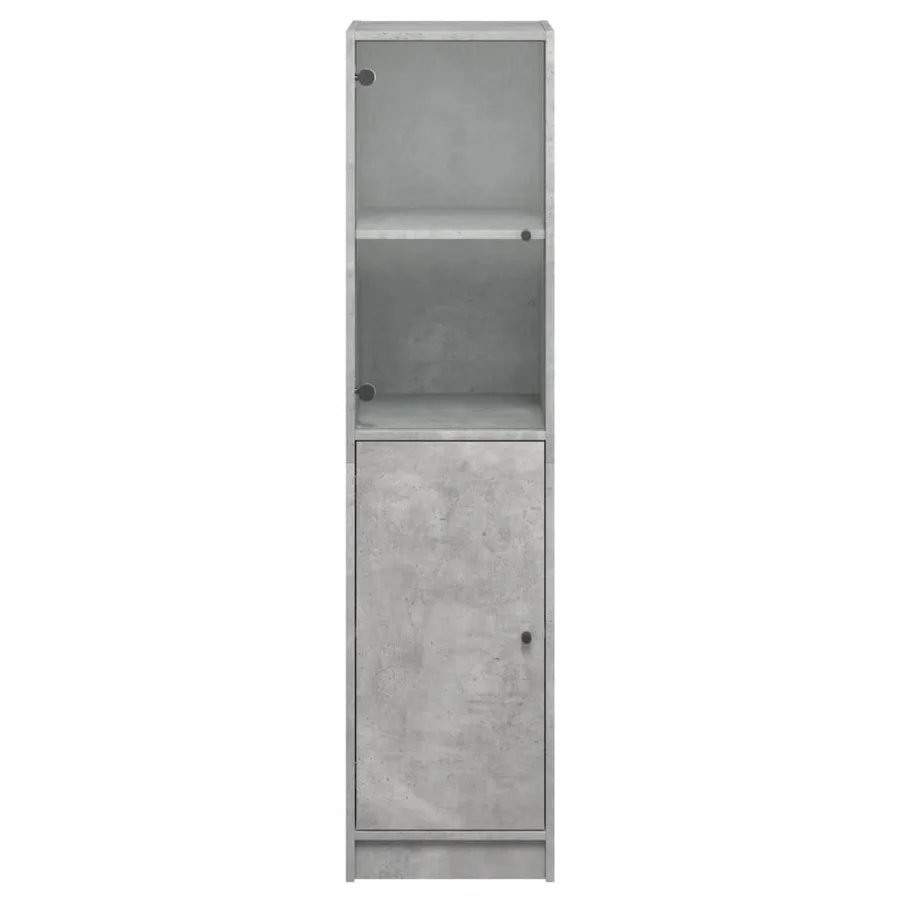 Buffet avec porte en verre gris béton 35x37x142 cm - 6