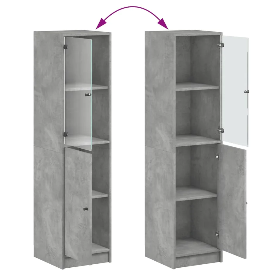 Buffet avec porte en verre gris béton 35x37x142 cm - 9