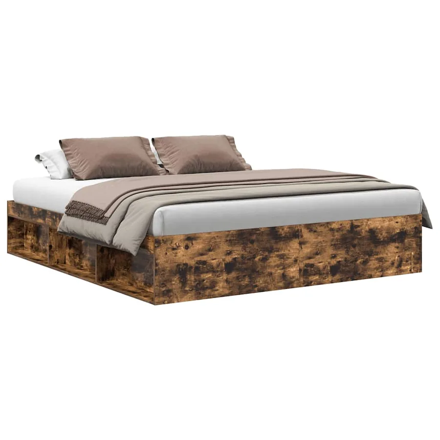 Cadre de lit sans matelas chêne fumé 200x200 cm - 2