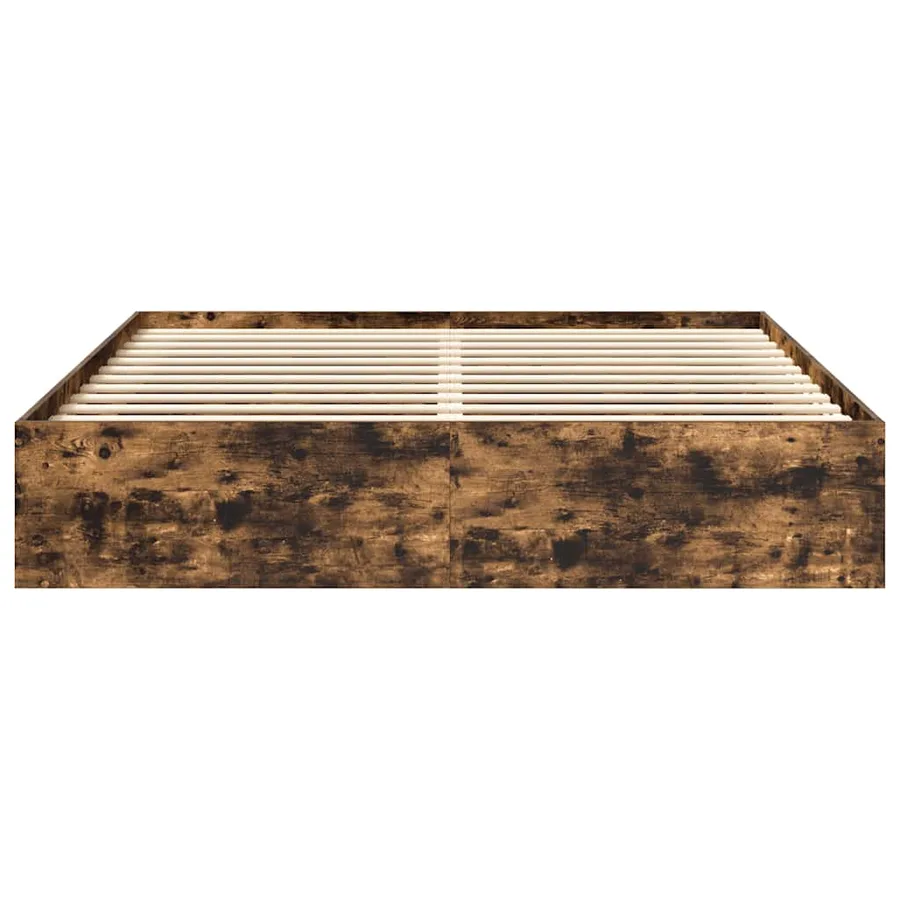 Cadre de lit sans matelas chêne fumé 200x200 cm - 4