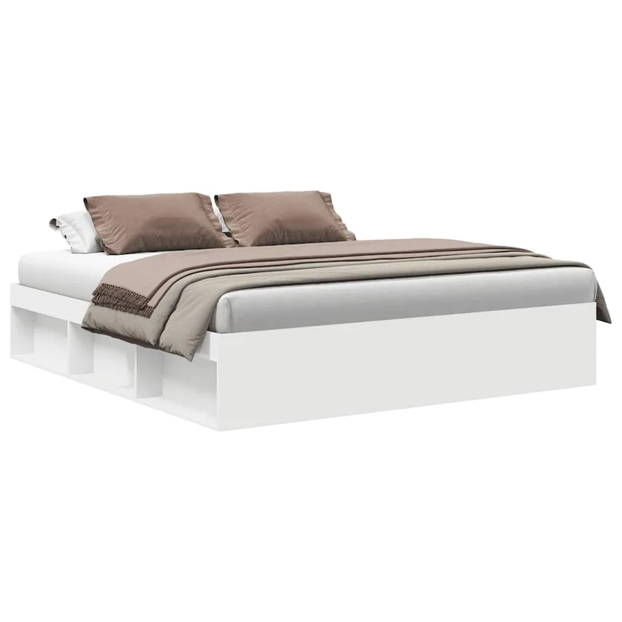Cadre de lit sans matelas blanc 200x200 cm - 2