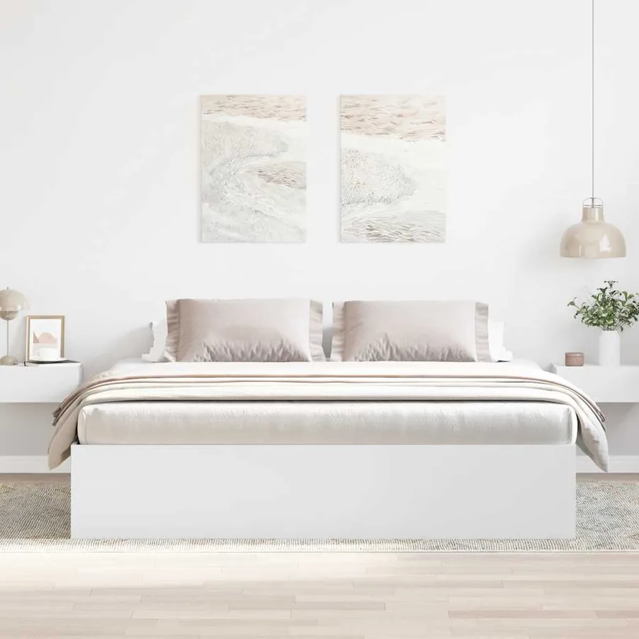 Cadre de lit sans matelas blanc 200x200 cm - 3