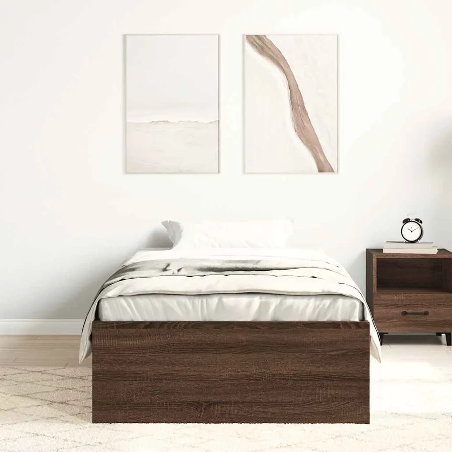 Cadre de lit sans matelas chêne marron 75x190 cm - 4