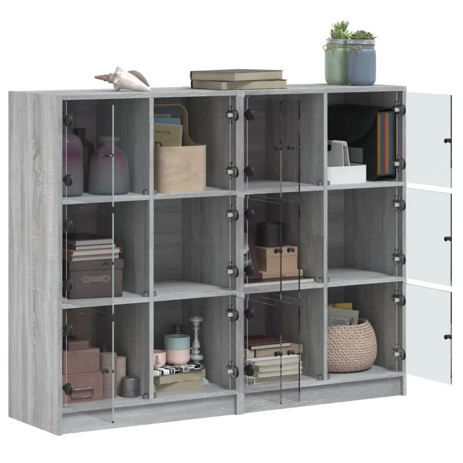 Bibliothèque avec portes sonoma gris 136x37x109 cm - 4