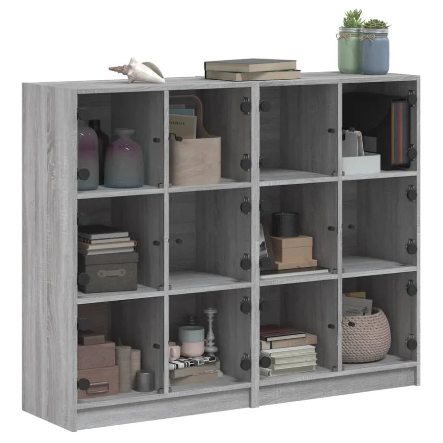 Bibliothèque avec portes sonoma gris 136x37x109 cm - 5
