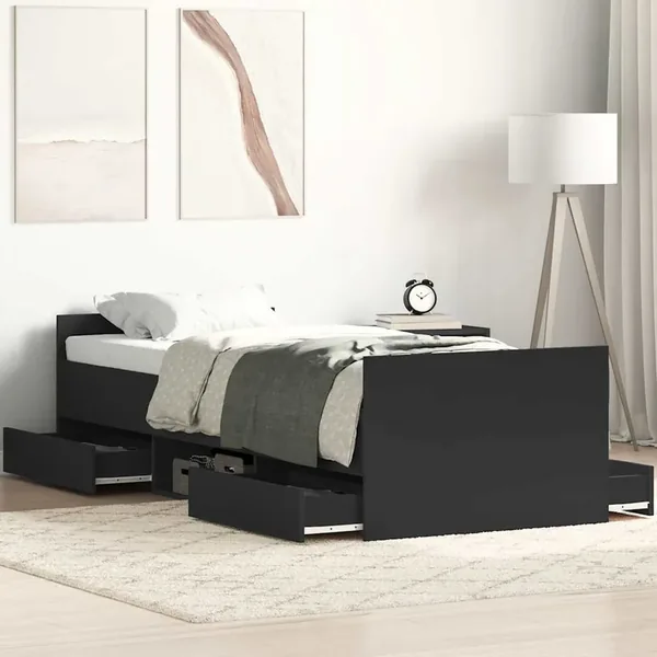 Cadre de lit sans matelas noir 100x200 cm