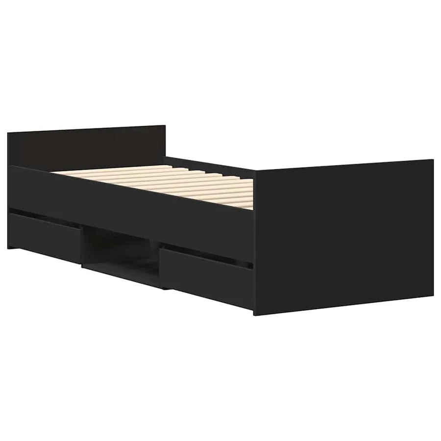 Cadre de lit sans matelas noir 100x200 cm - 3