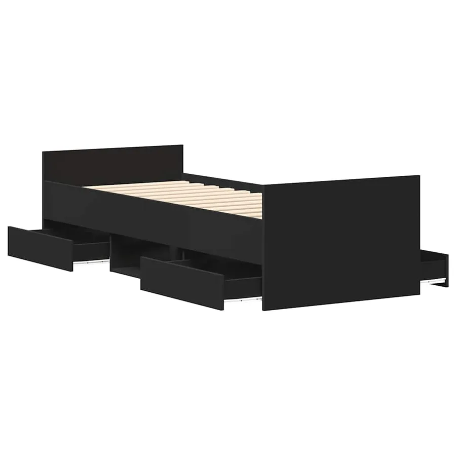 Cadre de lit sans matelas noir 100x200 cm - 5