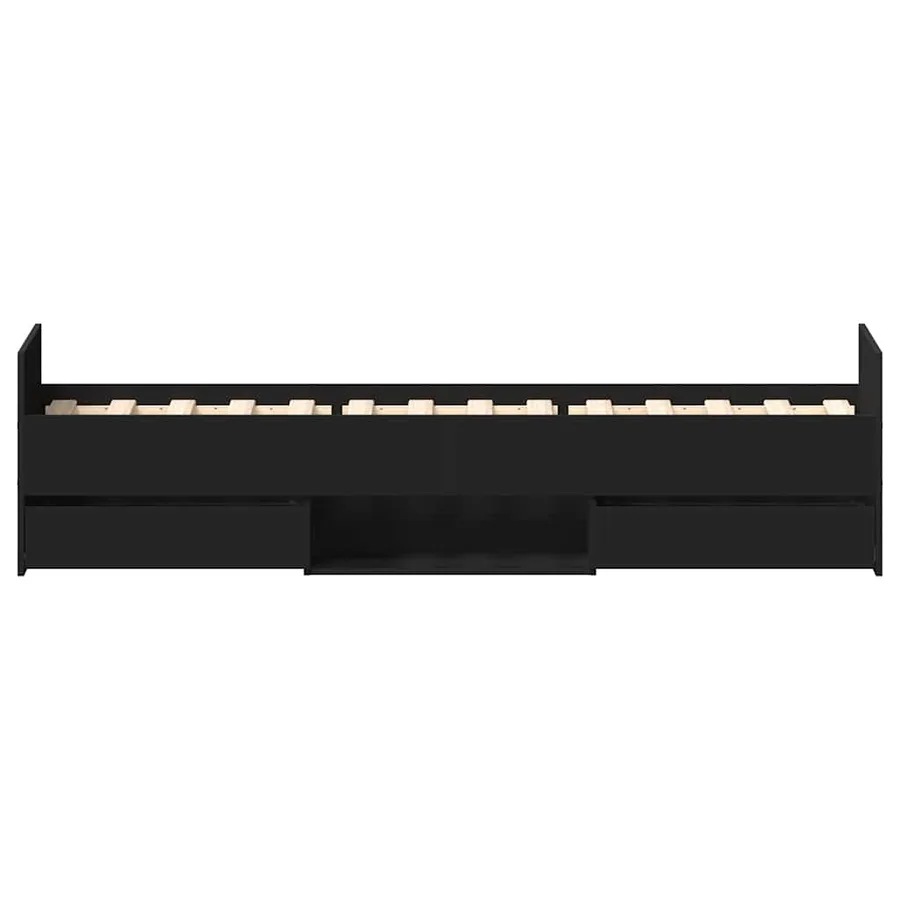 Cadre de lit sans matelas noir 100x200 cm - 7