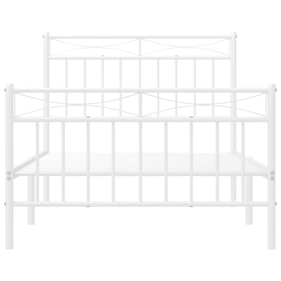 Cadre de lit métal sans matelas et pied de lit blanc 100x190 cm - 6