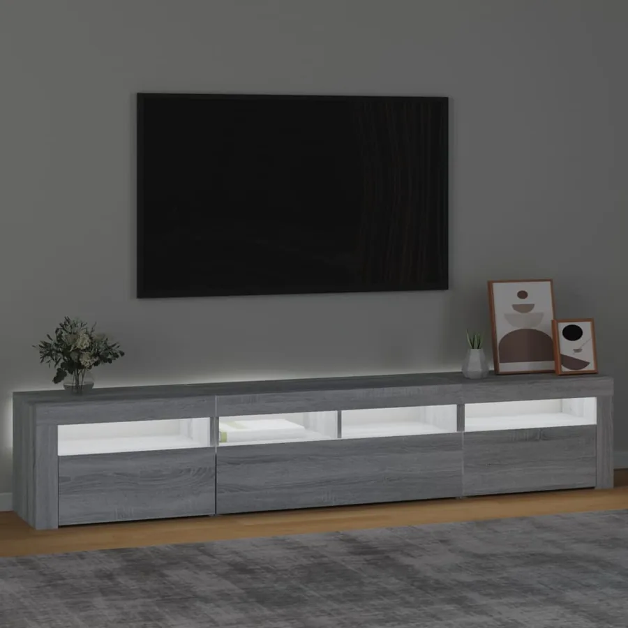 Meuble TV avec lumières LED Sonoma gris 210x35x40 cm - 3