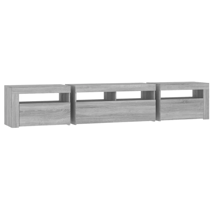 Meuble TV avec lumières LED Sonoma gris 210x35x40 cm - 7