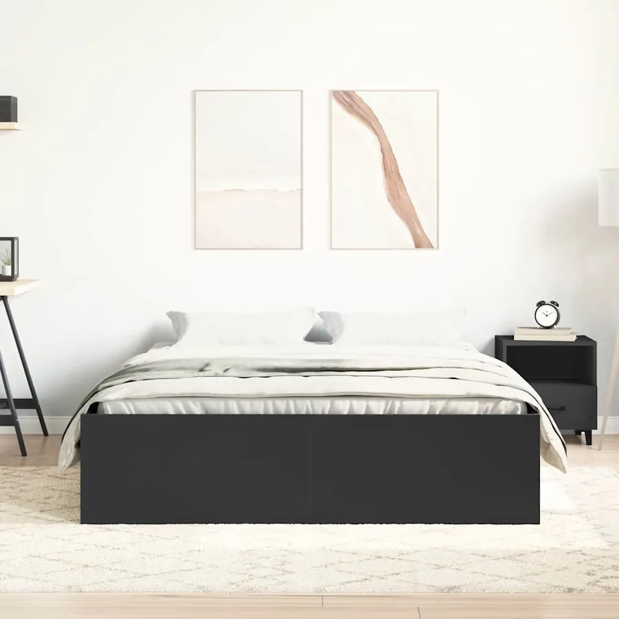 Cadre de lit sans matelas noir 135x190 cm - 4