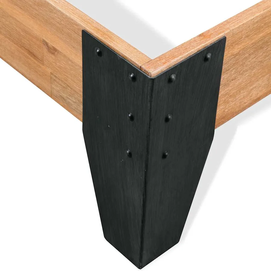 Cadre de lit sans matelas bois d'acacia massif acier 152x203 cm - 5