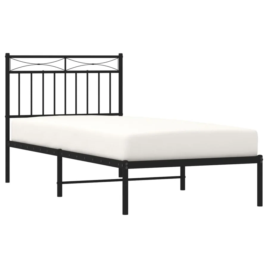 Cadre de lit métal sans matelas avec tête de lit noir 90x190 cm - 3