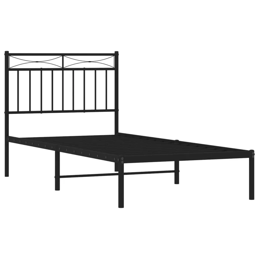 Cadre de lit métal sans matelas avec tête de lit noir 90x190 cm - 4